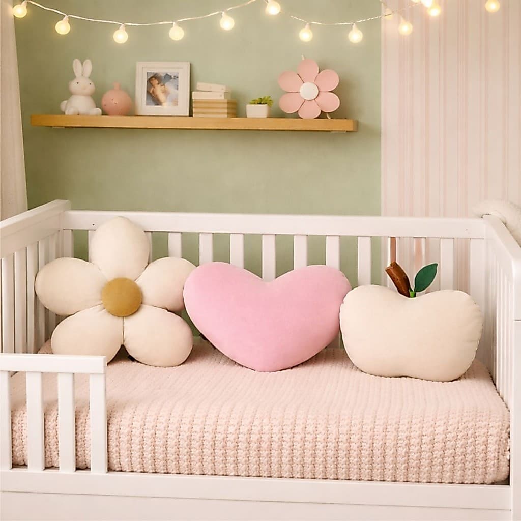 Almofadas De Pelúcia Flor Margarida Coração Maça Quarto De Bebê Infantil Sofá Sala Berço Decoração