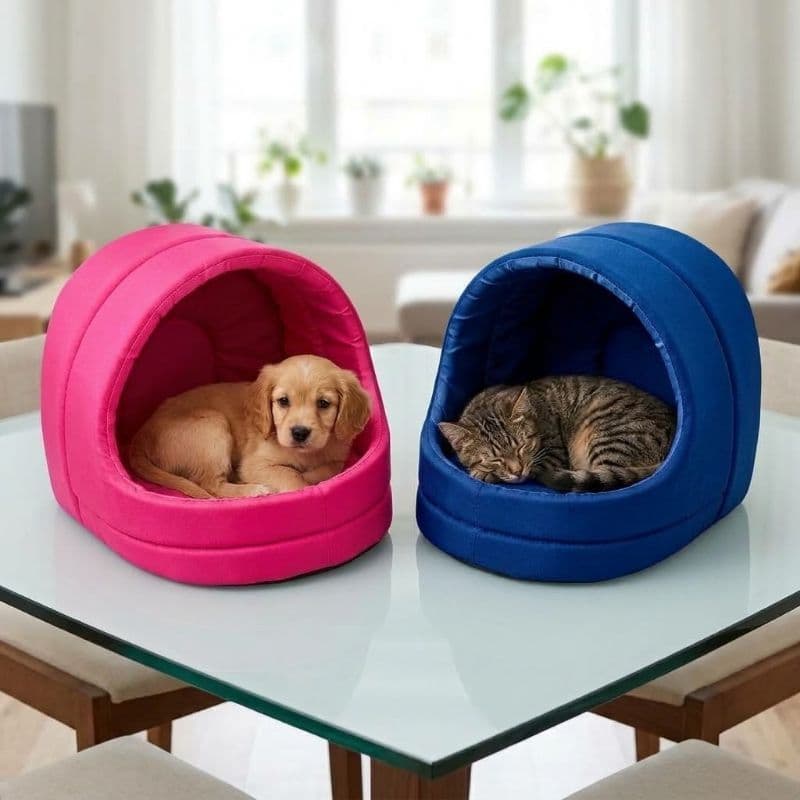 Toca Iglu Fechada Caminha Cama Para Cães Pequenos E Gatos Casinha Pet Tamanho M