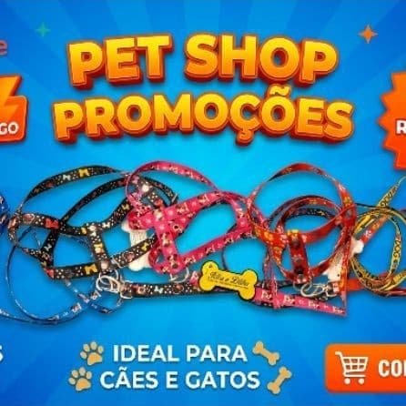 Coleira Peitoral com Guia Estampada para Cães e Gatos - Ajustável Tamanhos 1 ao 4 - Pet Shop
