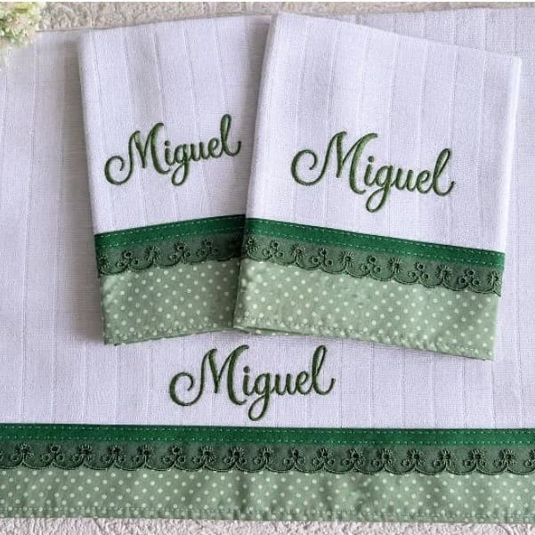 kit 3 Fraldas de boca personalizada com nome do bebê/presente bebê/enxoval recém nascido/chá revelação.