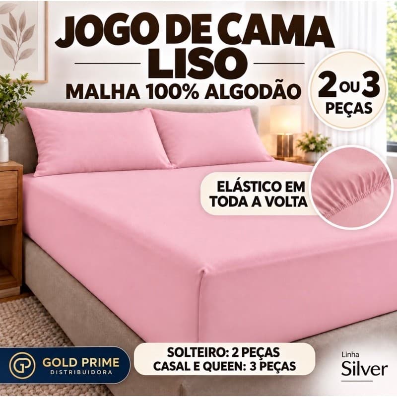 Jogo de Cama Liso 2 ou 3 Peças Malha 100% Algodão Elástico em Toda Volta do lençol Solteiro Casal Queen Jogo de Lençol