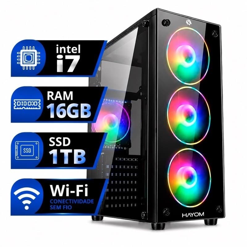 Pc Gamer barato intel core i7 /16GB/SSD 1TB/ WI-FI/ FONTE + GARANTIA DE 1 ANO