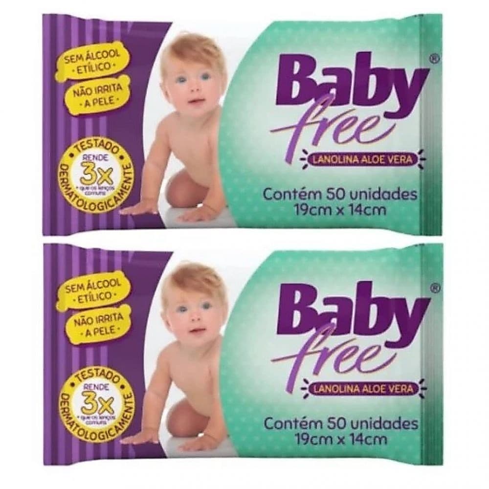 Kit 2 Lenços Umedecidos Baby Free 2 Pacote Toalha Umedecida Qualybless