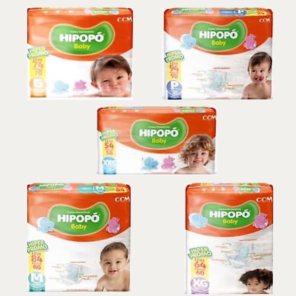 Fralda Hipopó Baby Hiper Pacote Prático - P M G XG XXG - Com Indicador de Umidade