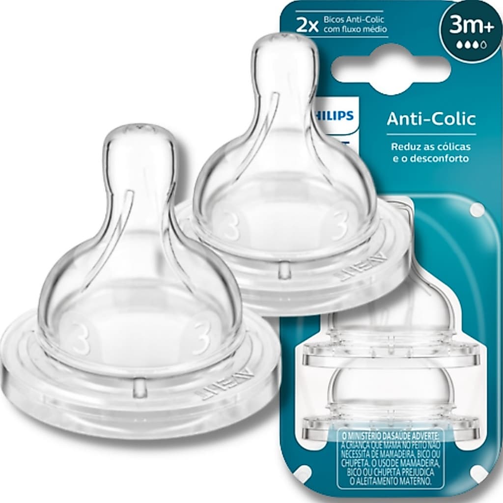Bico Mamadeira Avent Clássica N3 - 3m+ - 2 Unidades