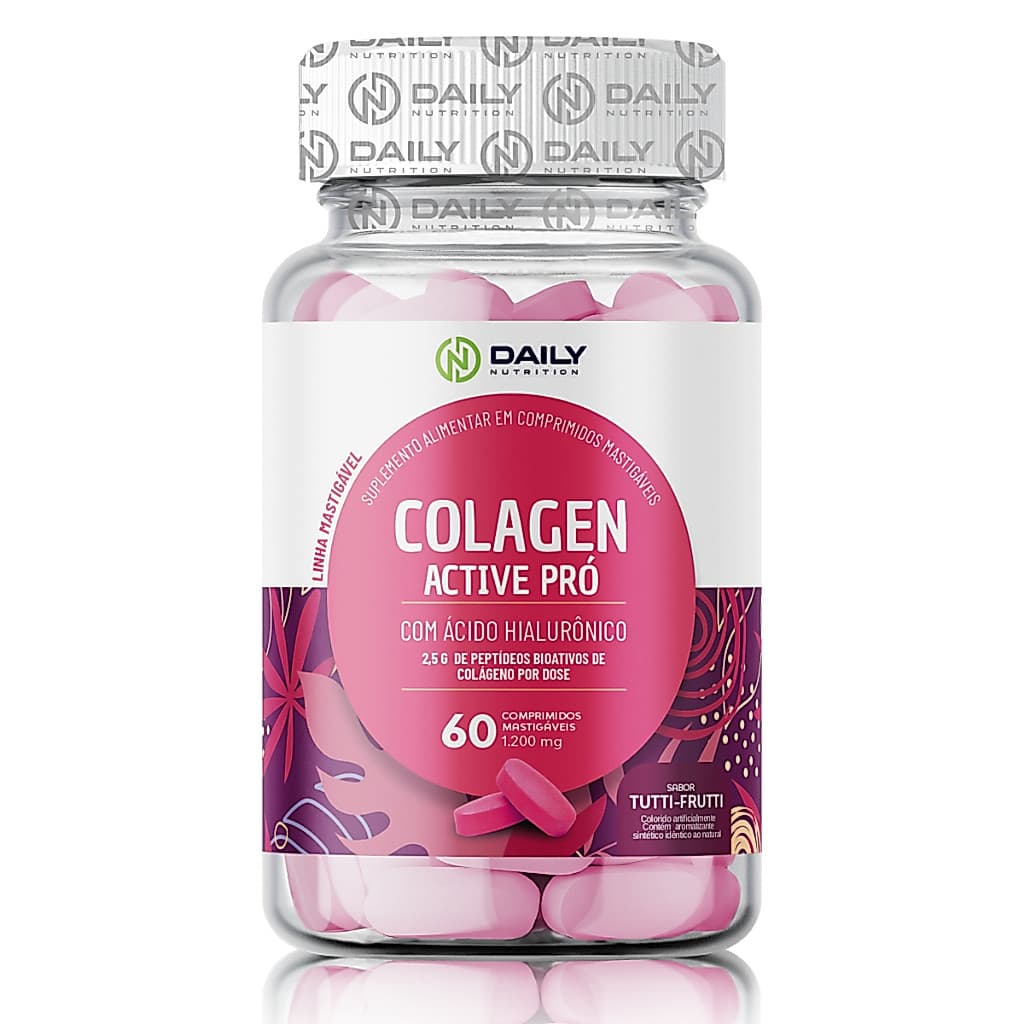 Colagen Active Pró com Ácido Hialurônico e Vitamina C Suplemento Mastigável Daily Nutrition