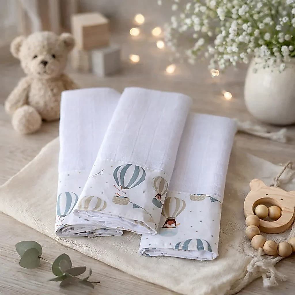 Kit 12 Fraldas de Boca Bebê 100% Algodão Tricoline Enxoval Maternidade Saquinho Presenteável