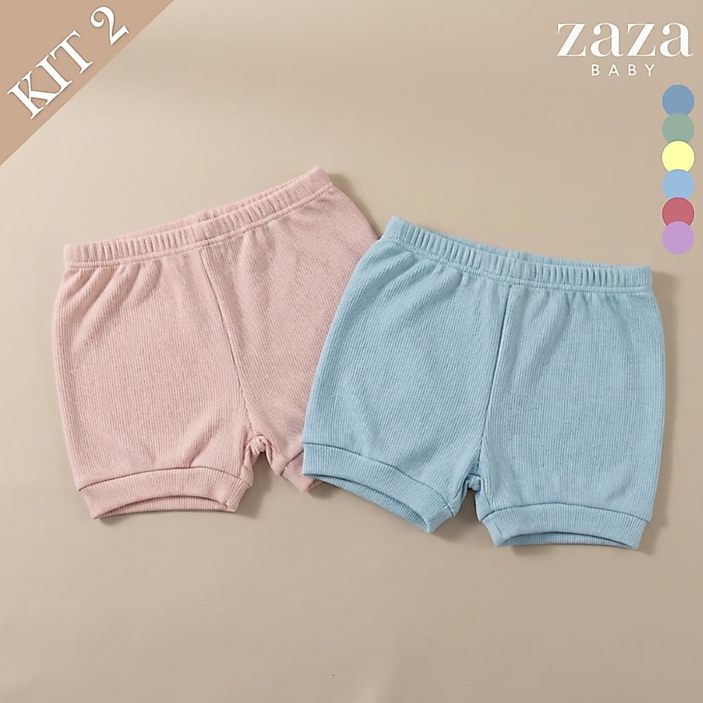 Kit 2 Short Tapa Fralda Bebê Canelado Algodão Premium Menino Menina Verão Confortável Macio