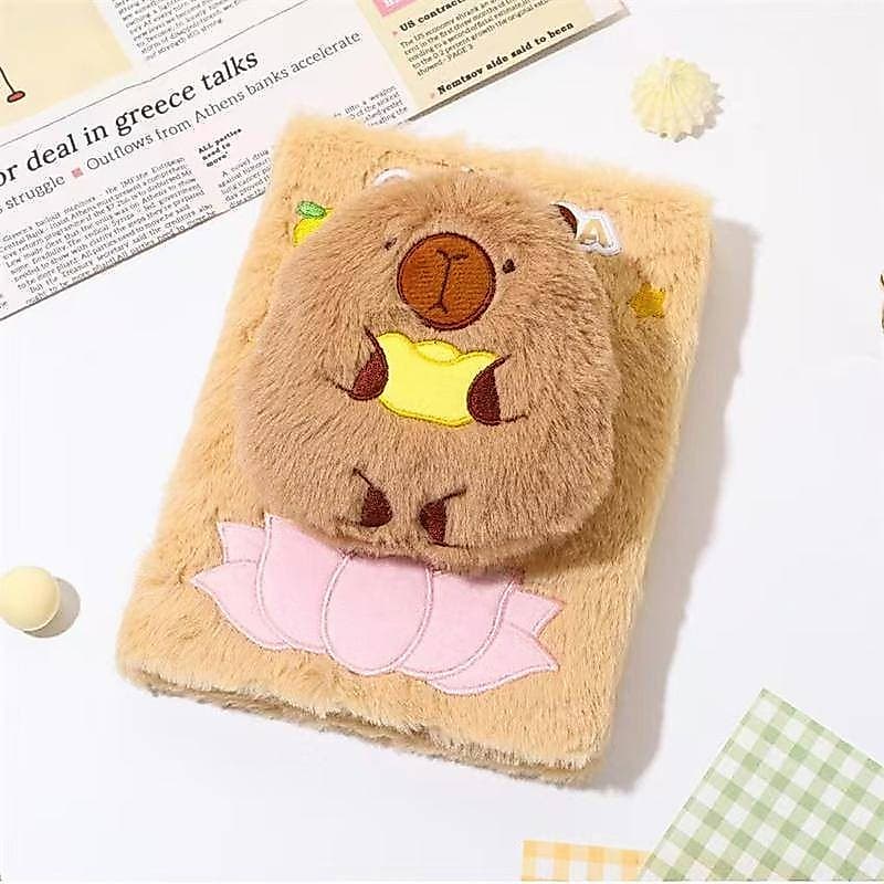 2025Children's Cartoon Capybara Planner Notebook，Cartoon Notebook，Cute plush paper notebook