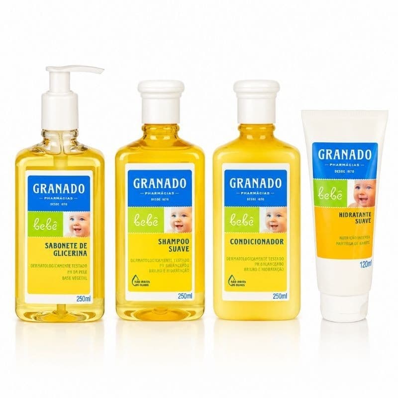 Kit Bebê Granado: Sabonete 250ml + Shampoo 250ml + Condicionador 250ml + Hidratante 120ml