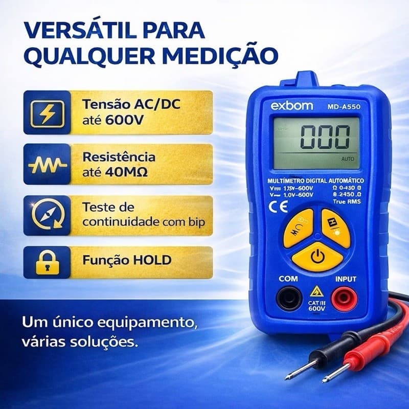 Multímetro Digital Automático NCV Teste de Tensão AC e DC com Multímetro Digital