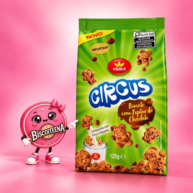 Biscoito  MINI Vieira Circus com Pepitas de Chocolate 125g Importado