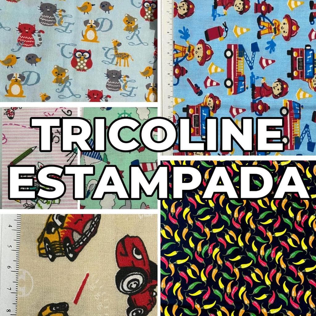 2 Metros Tecido Tricoline Estampada - Ideal para Patchworks, Artesanatos, Confeccao (2m x 1,50m)