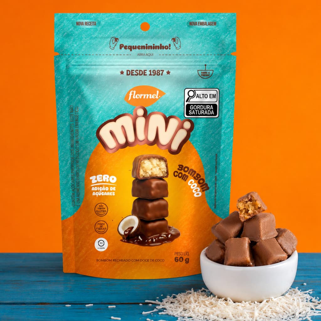 Chocolate Zero Açucar Sem Gluten ao Leite Recheado com Coco Natural Doce Fit 60g Saudável