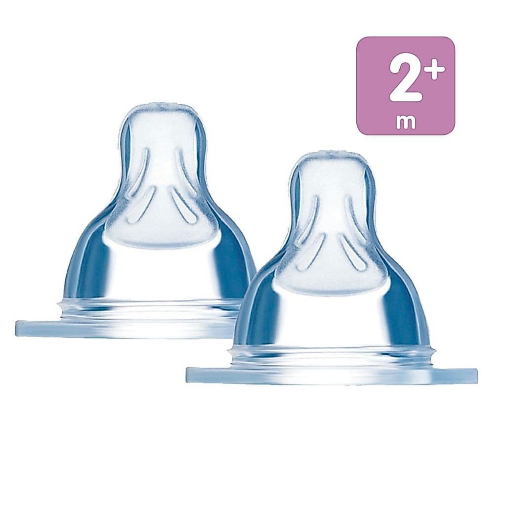 Bico Duplo Mamadeira MAM c/2 un. N2 2+ meses Fluxo Médio Original Silicone Alimentação Bebê Número 2