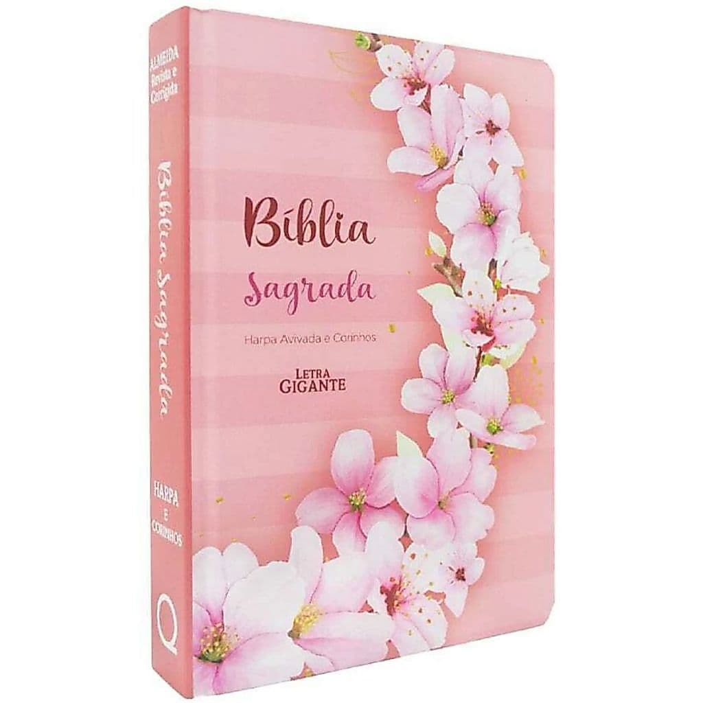 Biblia Sagrada RC Letra Gigante Com Harpa Avivada E Corinhos Capa Dura Ramos Flores