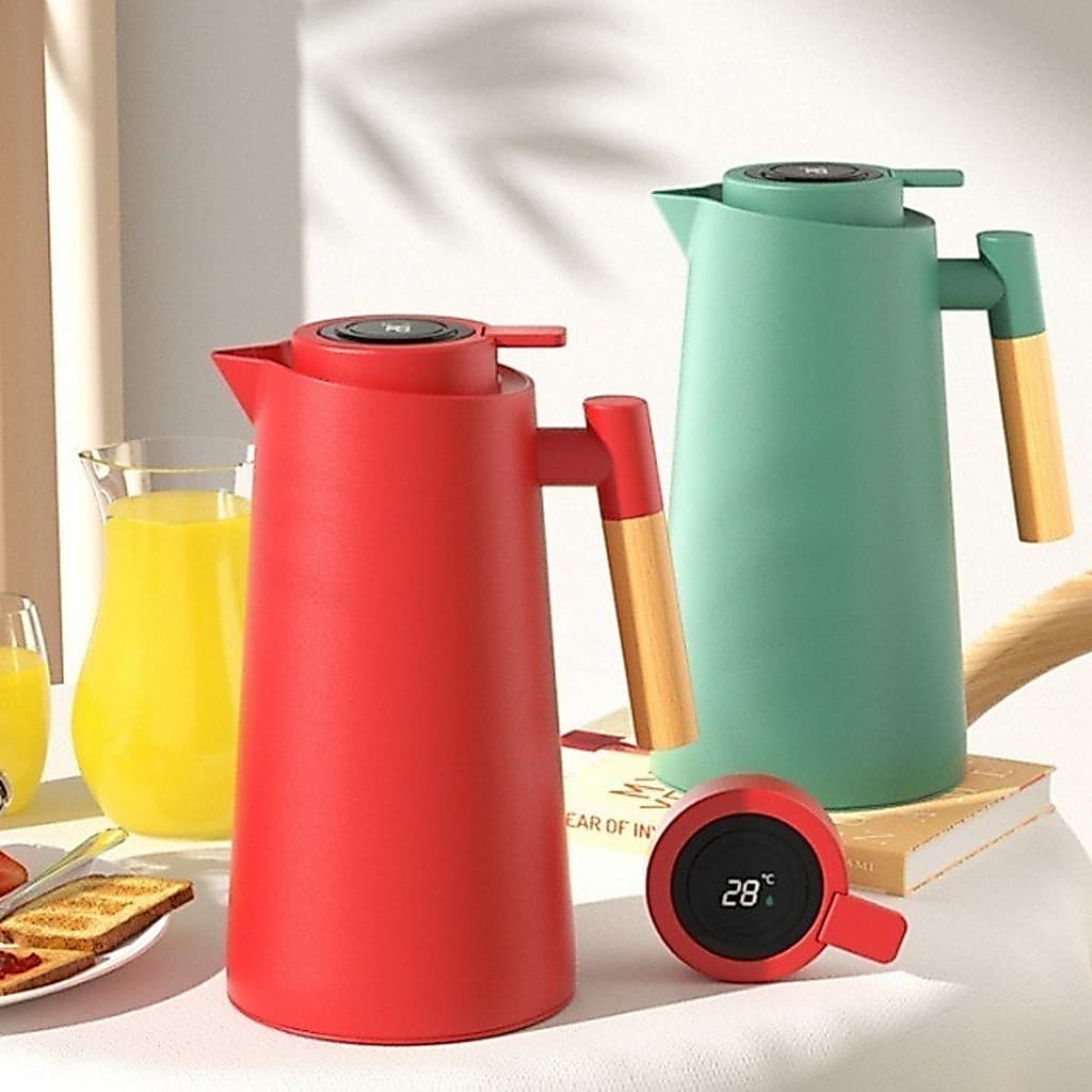 Garrafa Térmica 1 Litro Com Termômetro Led Para Chás / Café Design Moderno quente até 24h OMINI