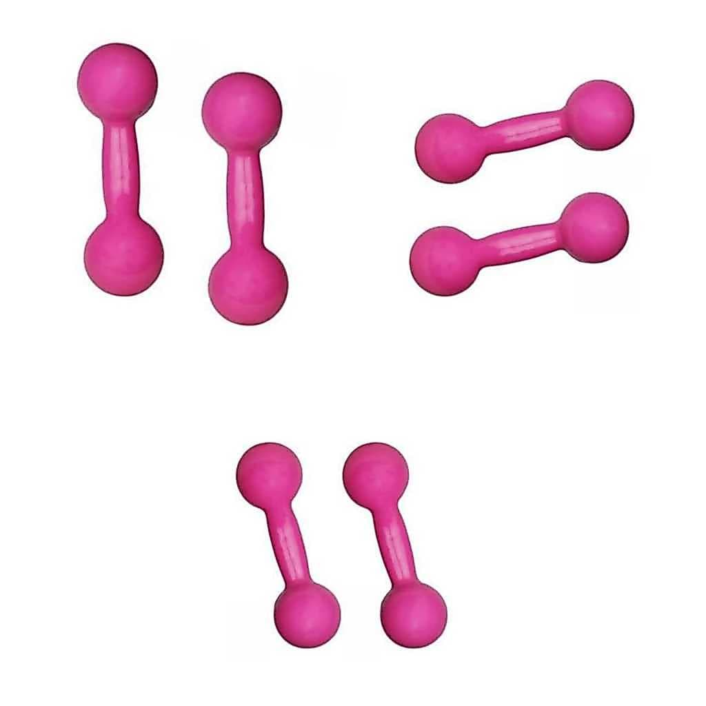 Kit 3 Pares Halteres Rosa 1kg 2kg 3kg | Musculação, Funcional e Treino em Casa
