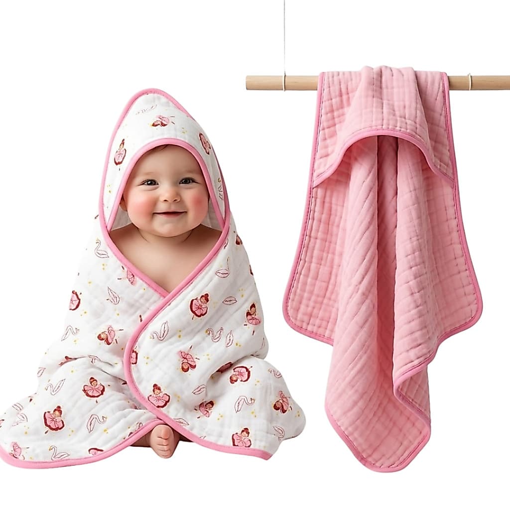 Kit 2 Toalhas de Banho com Capuz para Bebê Tecido Fralda Soft Enxoval 100% Algodão Menino Menina