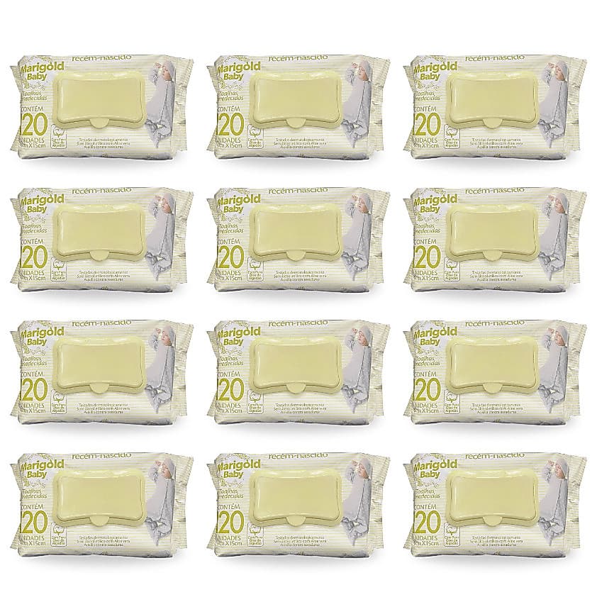 Toalha Umedecida para Higiene do bebê Marigold Baby Recem Nascido Sensitive com 1440 Lenços (12 unidades)