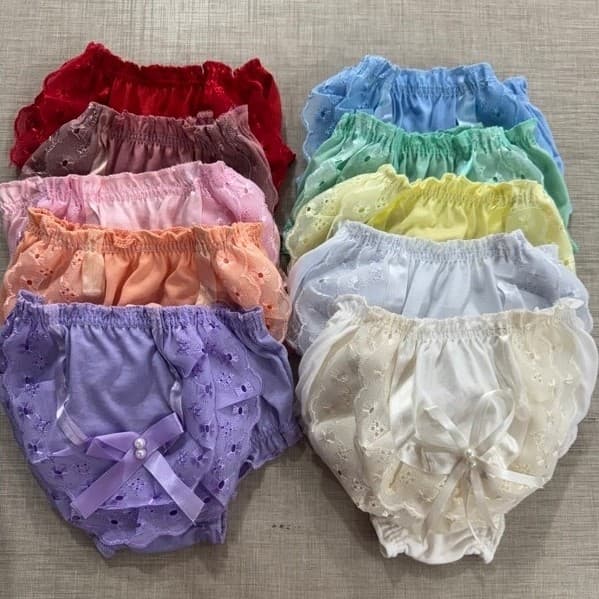 Kit até 10 Calcinhas Bunda Rica Bebê Menina Tapa Fralda Super Macia confortável com Babado Renda Luxo Elegante Infantil