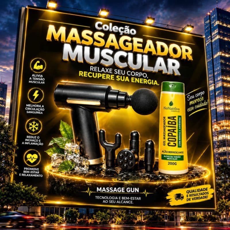 🔥 Massageadora Regeneradora Muscular Supersônico - kit Máquina De Massagem Portátil - Gel Copaíba Refrescante Aliviadora