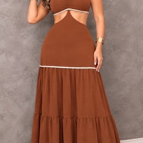 vestido longo moda elegante vestido feminino casualveste38/44
