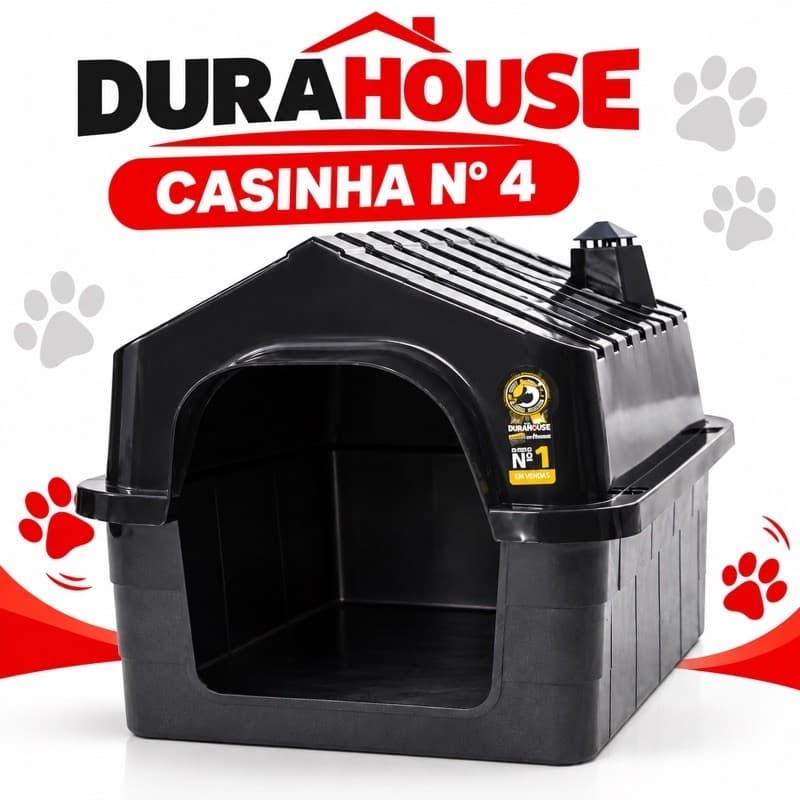 Casinha para Pet DURAHOUSE Casinha Nº 4 Preta em Plástico