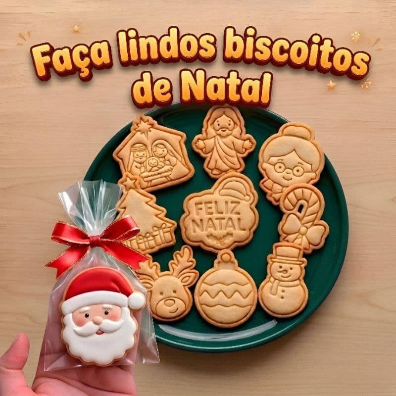 Kit Cortador e Marcador de Natal / Biscoito, Argila, Cerâmica, Massinha de Modelar.