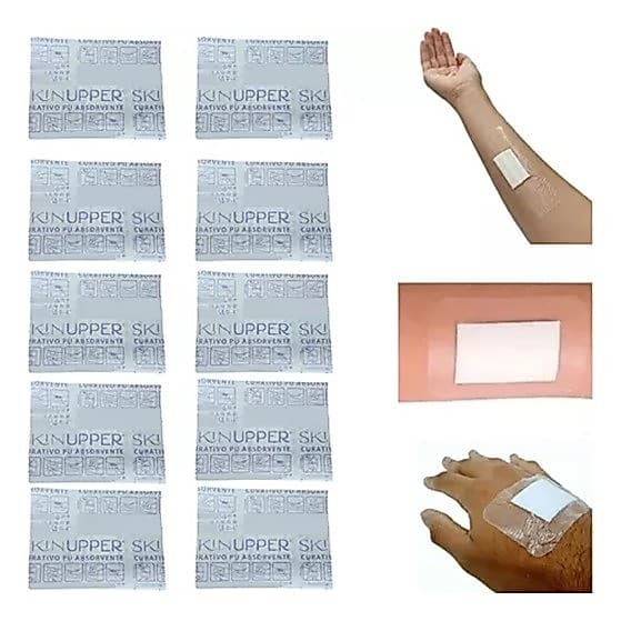 Kit 10 Curativos De Espuma Absorvente Impermeável Pu 7,2x5cm Skinupper