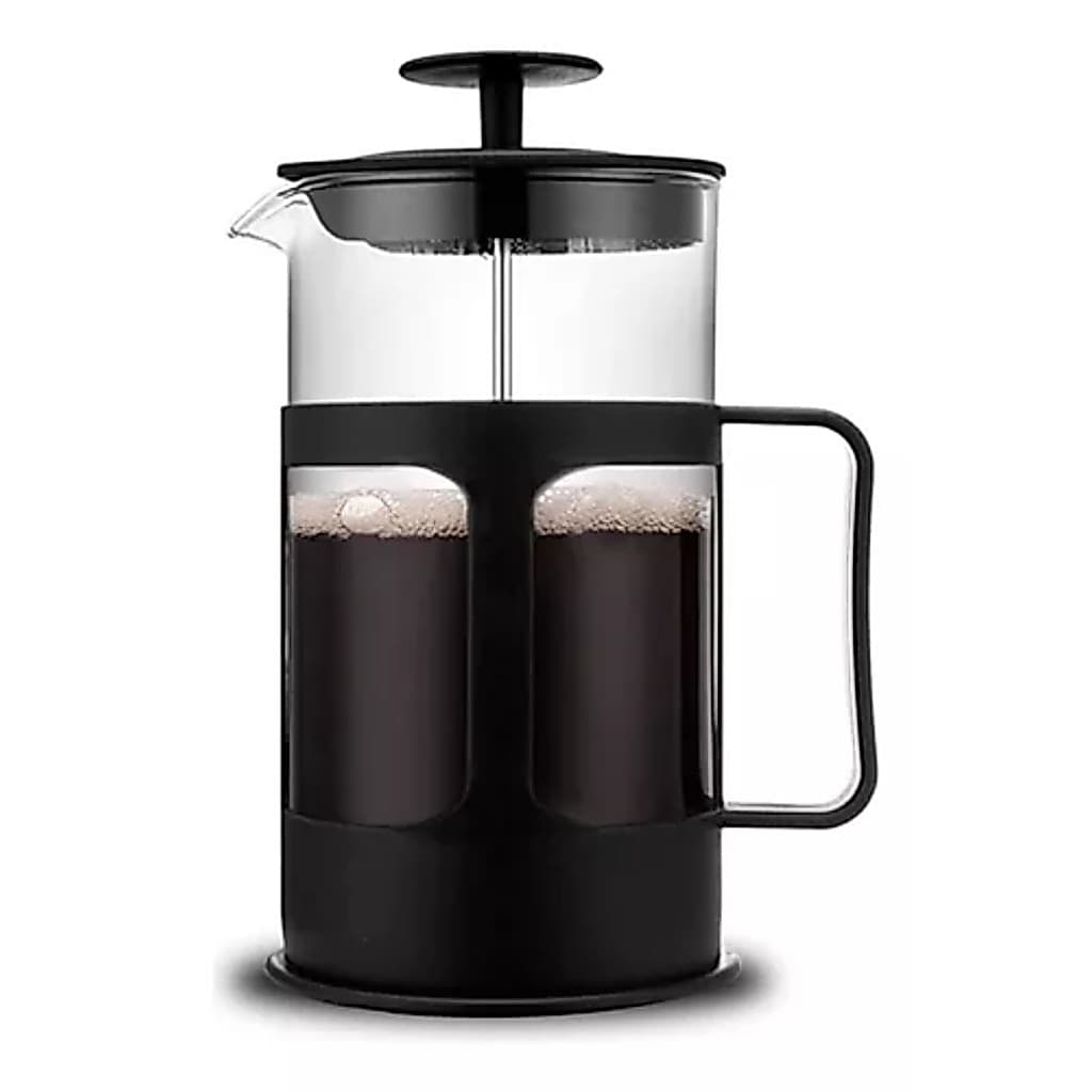 Cafeteira Prensa Francesa 350ml em Vidro e Aço Inox para Café, Chá e Leite Cremoso com Filtro Reutilizável