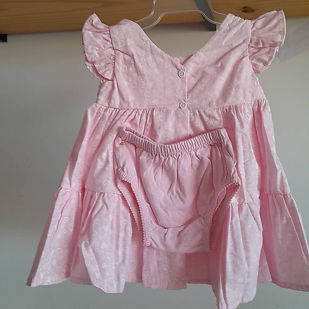 VESTIDO INFANTIL ESTAPAMPADO COM CALCINHA 100% ALGODÃO - 2 PEÇAS - VESTIDO DE BEBÊ COM TAPA FRALDA (VESEDB16559)