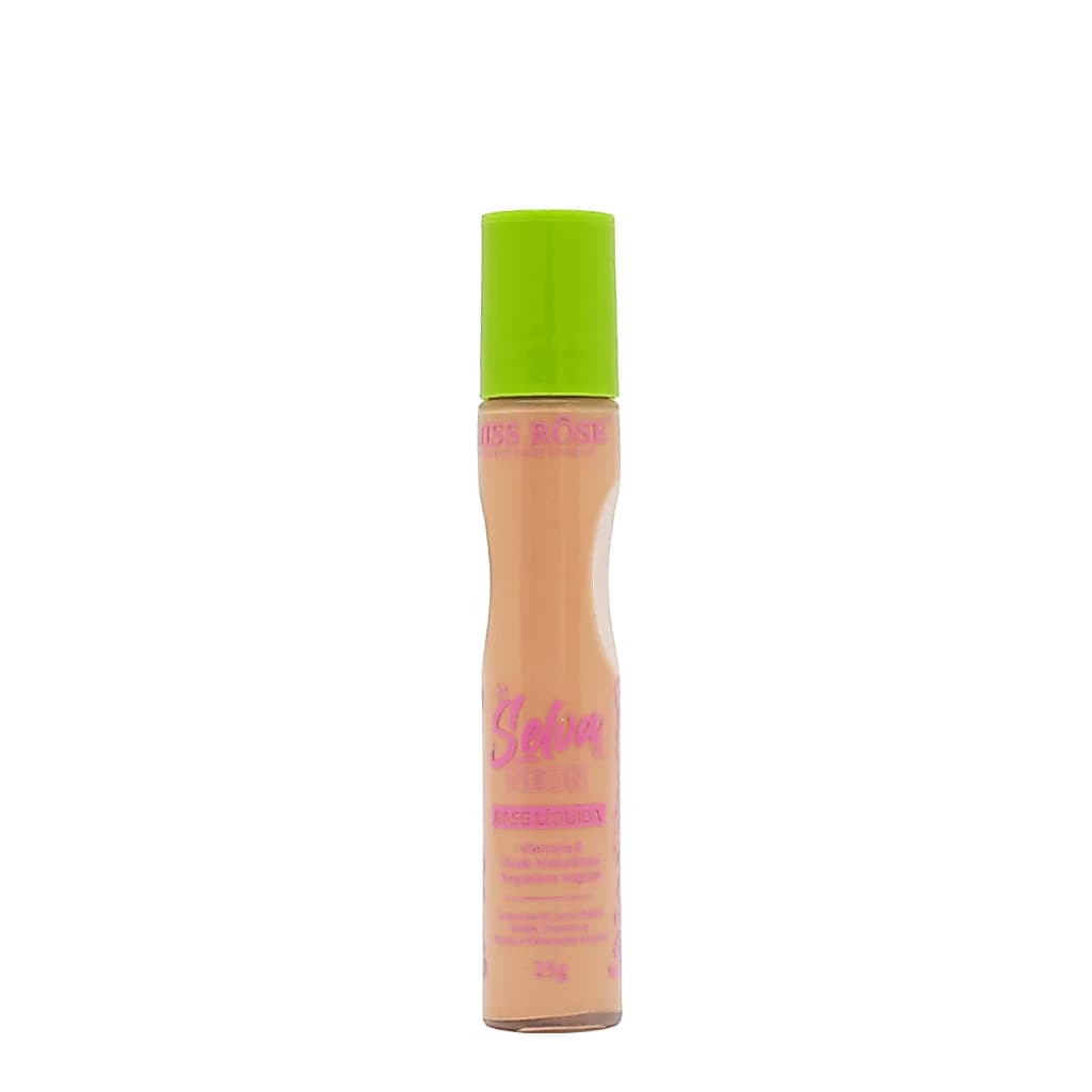 Base Líquida Selva Neon Miss Rôse 25g | Média Cobertura | Acabamento Semi Matte | Com Vitamina E, Ácido Hialurônico