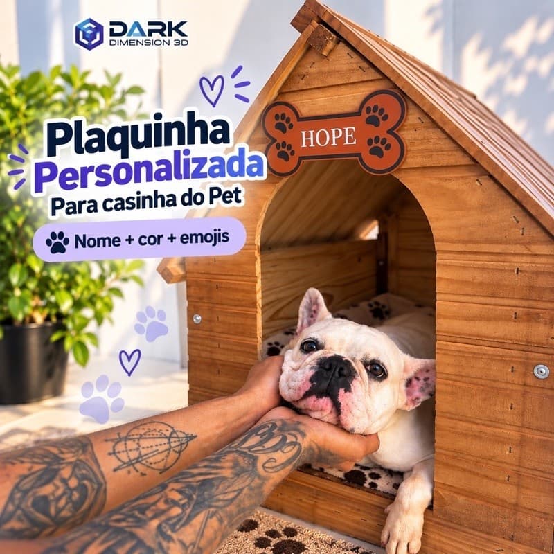 Placa Personalizada para Casinha de Cachorro Casa Pet