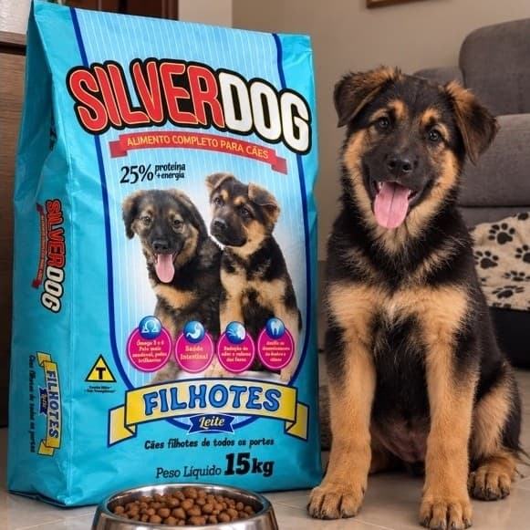 Ração Filhotes para cachorro Silver Dog Sabor Leite 15 kg