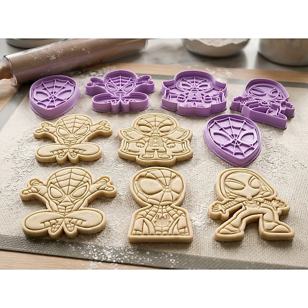 Kit Cortadores Homem-Aranha | Biscoitos | Cookies | Pasta Americana | Massinha de Modelar – 5 Unidades