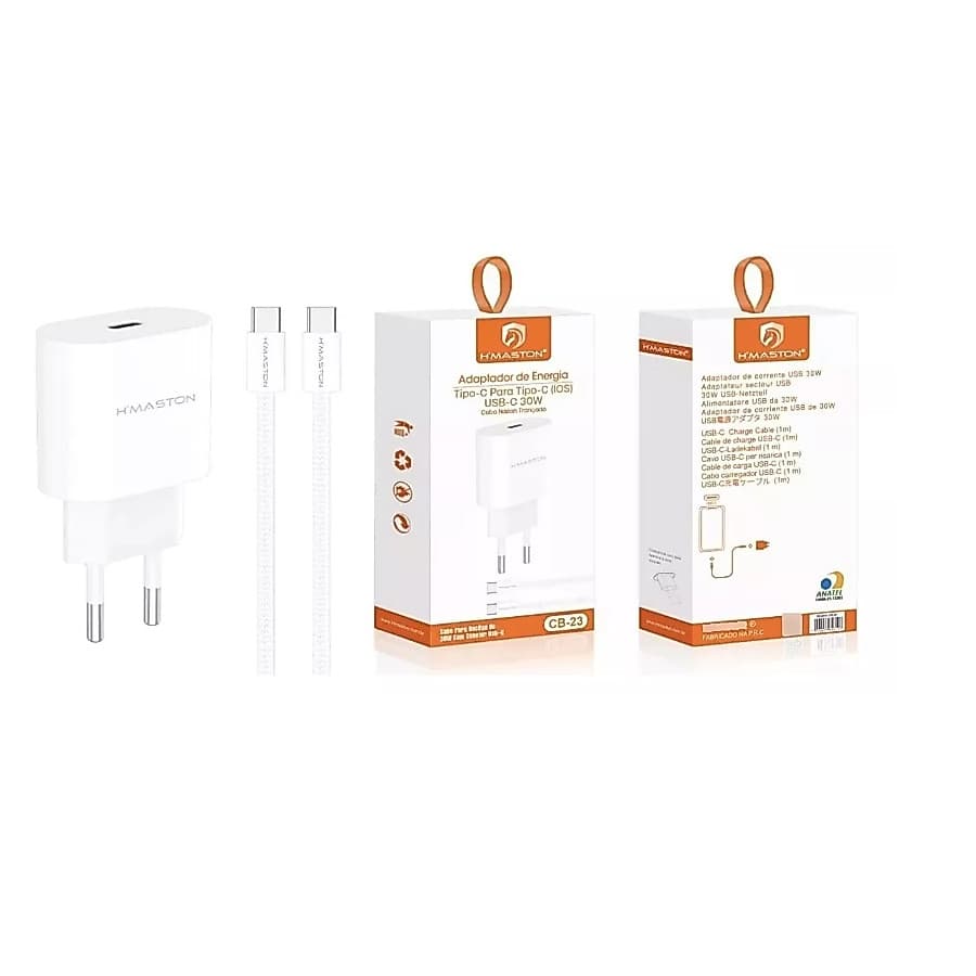 Carregador Turbo 30W IPhone 17 15 16  Cabo Tipo C Fonte Adeptador de Energia Ultra Rapido 30W CB-23