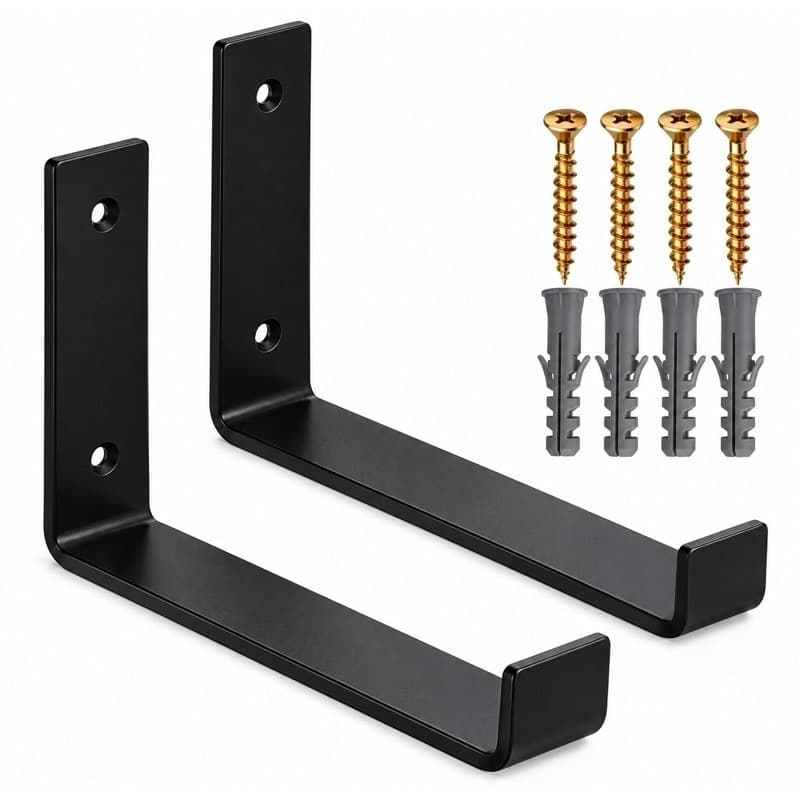 Suportes Mão Francesa Invertida 15cm Preto/Branco Suporte de Parede Super Resistente Aço Reforçado Prateleira