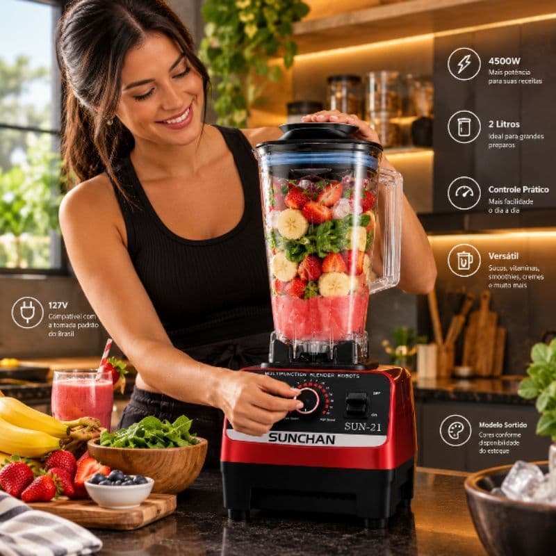 Liquidificador Potente Alta Capacidade 4500W Motor Forte 2 Litros Uso Domestico 127V