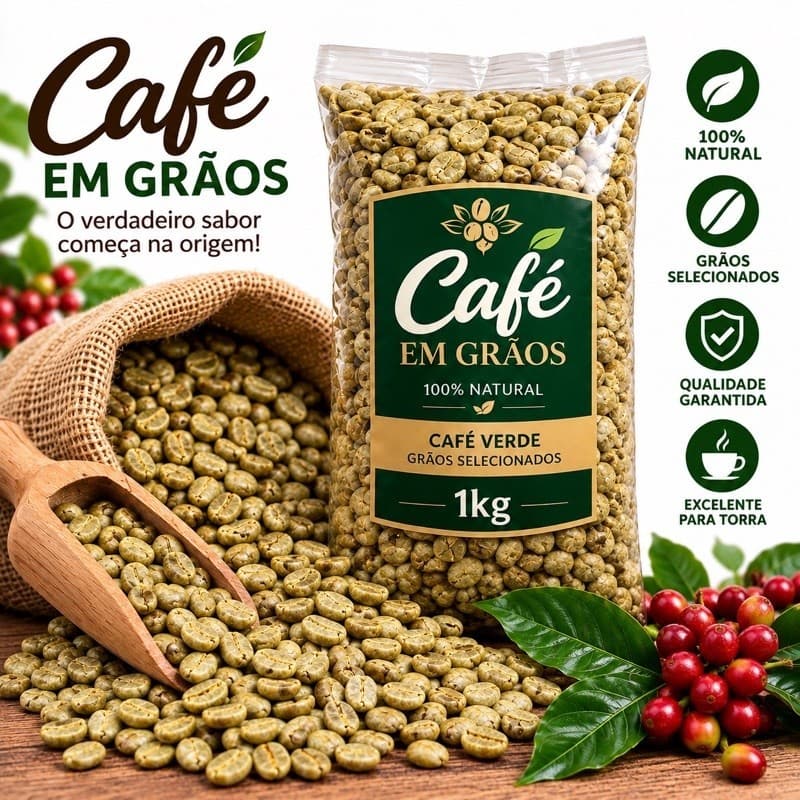 Café em Grãos Cru – Grãos Selecionados 100% Natural Premium Ideal para Torra