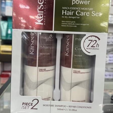 Kit Kars’ell Power Shampoo Hidratante 500ml + Condicionador Reparador 500ml Cabelos Secos e Danificados