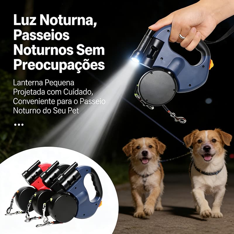 Coleira para dois cães/coleira para cachorro/Coleira Guia Retrátil 3 Metros Pets Cachorro Cães Gatos 360° Z17