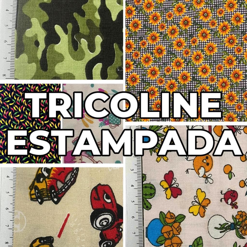 4 Metros Tecido Tricoline Estampada - Ideal para Patchworks, Artesanatos, Confeccao (4m x 1,50m)