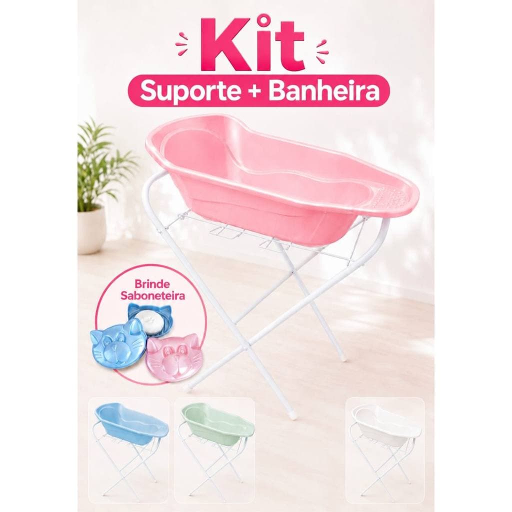 Banheira de Bebe com Suporte Resistente Compacto Leve Banheira Infantil Design Anatômico