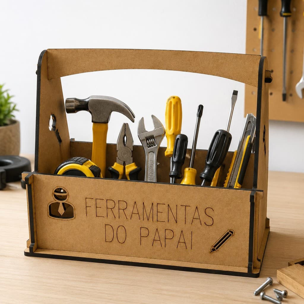 Caixa de Ferramentas em MDF Cesto Organizador de Ferramentas em MDF