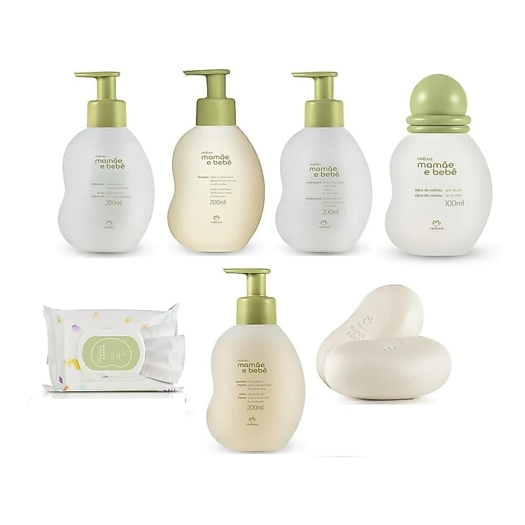 Natura Mamãe Bebê Kit Chegada Do Bebê, Àgua-de-Colonia, Shampoo, Condicionador, Hidratante, Lenço Umedecido, Sabonetes, Sabonete Liquido