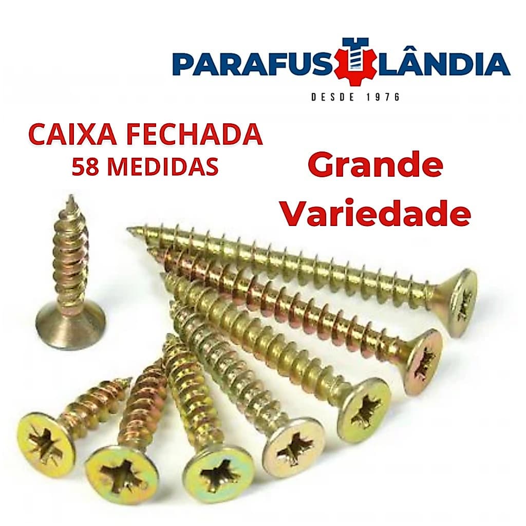 Caixa fechada Parafusos para Madeira Diversas Medidas Madeira MDF Moveis Chipboard