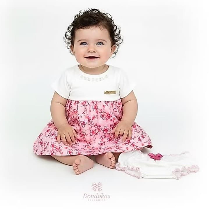 Vestido Bebê com Calcinha Vestido Infantil Menina em Perolas com Tapa Fraldas Laço Kit 2 Peças
