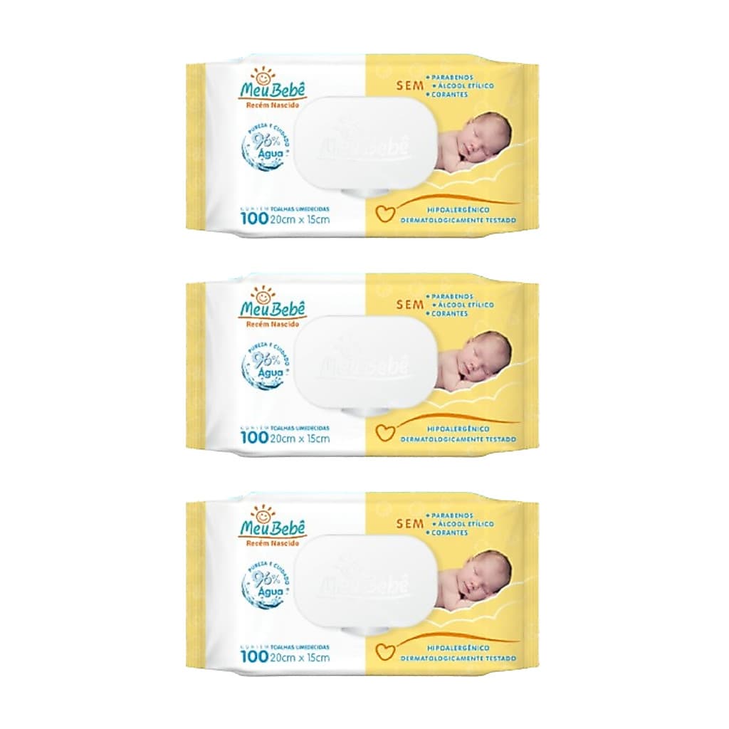 Toalha Umedecida Meu Bebê Recém Nascido Primeiros Dias - 3 Unidades