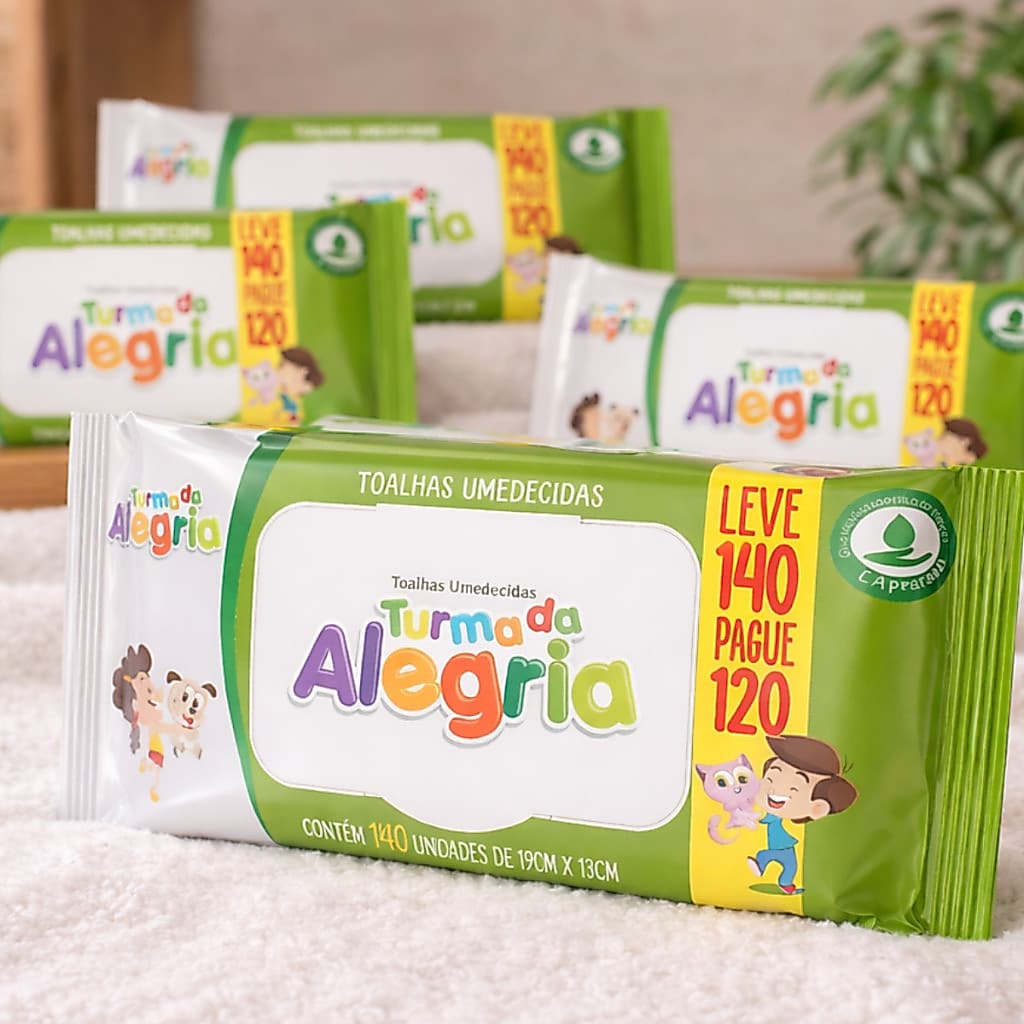 Kit 1120 Lenço Umedecido Turma da Alegria Toalhinha Umedecida Bebê Higiene Infantil Pele Sensível